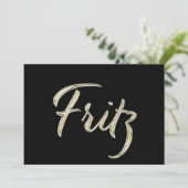 Fritz Name white gold Handwriting Karte Kaart (Staand voorkant)