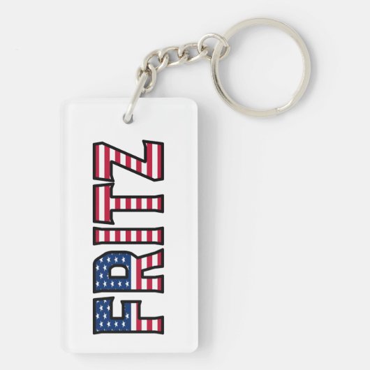 Fritz prénom nom drapeau USA porte-clés (Dos)