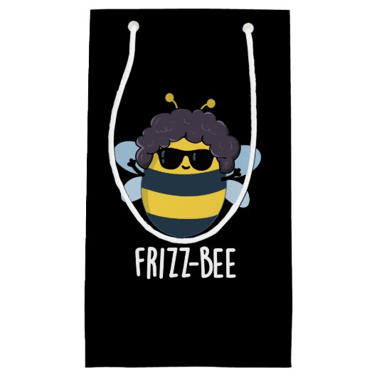 Frizz-Bee Funny Afro Bee Pun Dark BG Klein Cadeauzakje (Voorkant)