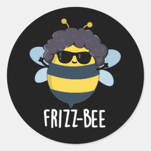 Frizz-Bee Funny Afro Bee Pun Dark BG Ronde Sticker
