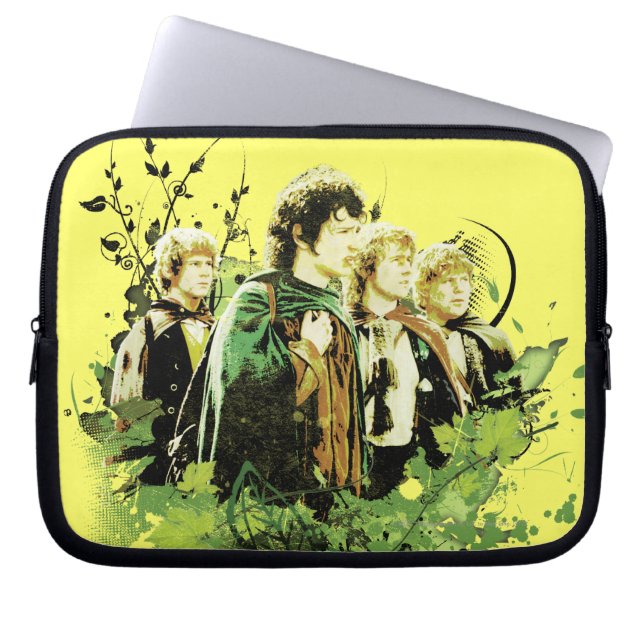 FRODO™ met Hobbits Vector Collage Laptop Sleeve (Voorkant)