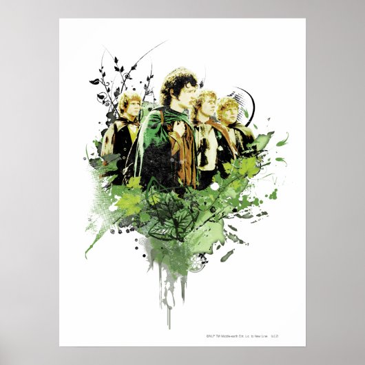 FRODO™ met Hobbits Vector Collage Poster (Voorkant)