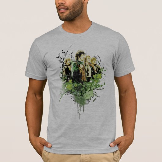 FRODO™ met Hobbits Vector Collage T-shirt (Voorkant)