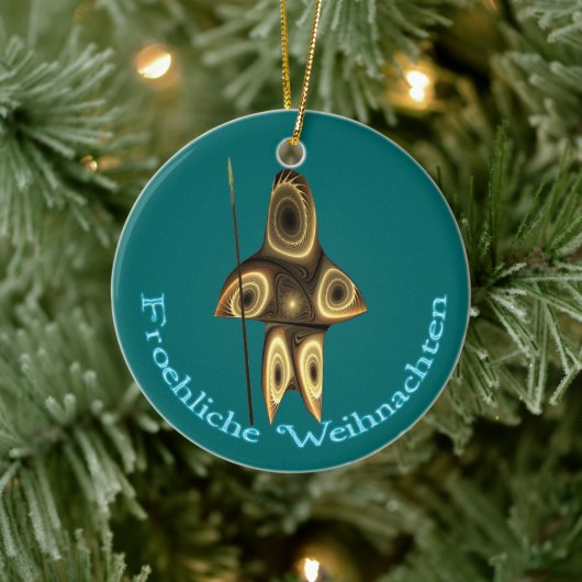 Froehliche Weihnachten - Fractal Inuit Hunter Keramisch Ornament (Boom)