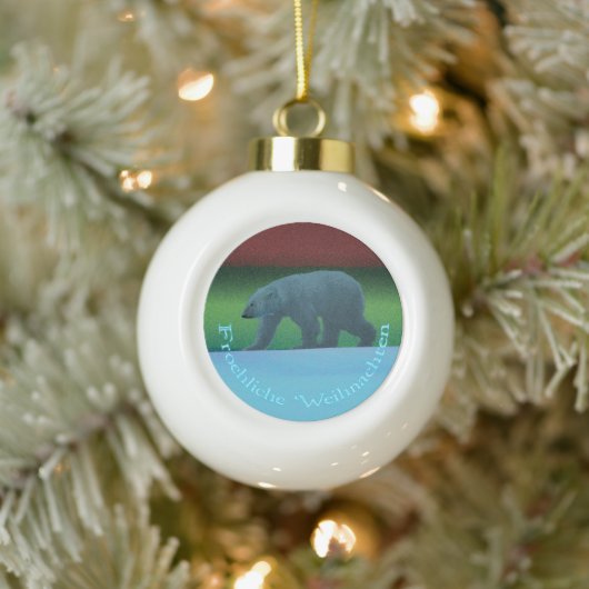 Froehliche Weihnachten - Polar Lights Polar Beer Keramische Bal Ornament (Boom)
