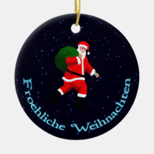 Froehliche Weihnachten - Santa Claus Keramisch Ornament