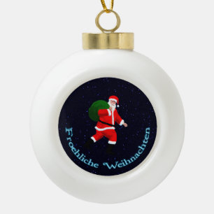 Froehliche Weihnachten - Santa Claus Keramische Bal Ornament