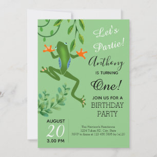 Frog 1er anniversaire fête tourner une invitation