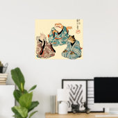 Frog and Tiger Playing a Comical Ken Game Poster (Thuiskantoor)