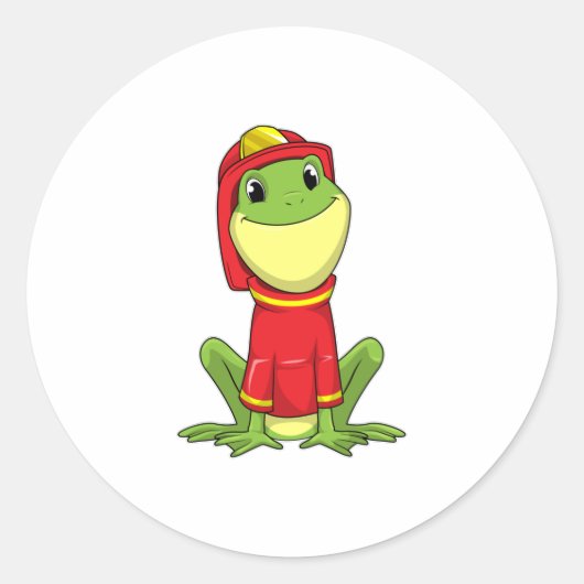 Frog as Firefighter with Helmet Ronde Sticker (Voorkant)