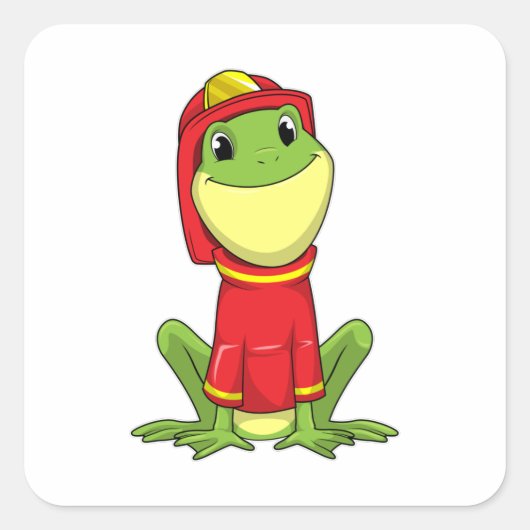 Frog as Firefighter with Helmet Vierkante Sticker (Voorkant)