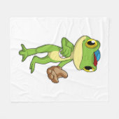 Frog at Baseball with Baseball gloy Fleece Deken (Voorkant (Horizontaal))