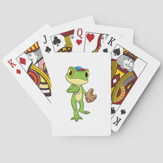 Frog at Baseball with Baseball gloy Pokerkaarten (Achterkant)