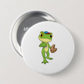 Frog at Baseball with Baseball gloy Ronde Button 7,6 Cm (Voorkant /achterkant)
