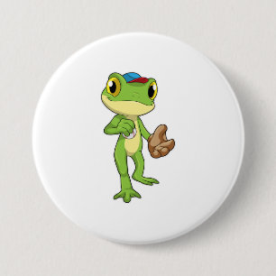 Frog at Baseball with Baseball gloy Ronde Button 7,6 Cm