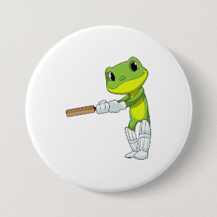 Frog at Cricket with Cricket Ronde Button 7,6 Cm