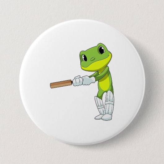 Frog at Cricket with Cricket Ronde Button 7,6 Cm (Voorkant)