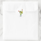 Frog at Cricket with Cricket Ronde Sticker (Tas)