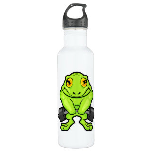 Frog at Fitness with Barbell Waterfles