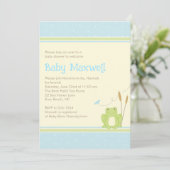 Frog Baby Boy Shower Invitation - Blue and Green (Debout devant)