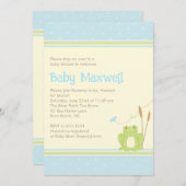 Frog Baby Boy Shower Invitation - Blue and Green (Devant / Derrière)