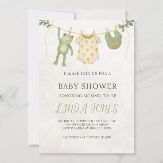 Frog Baby Shower Invitation (Devant)