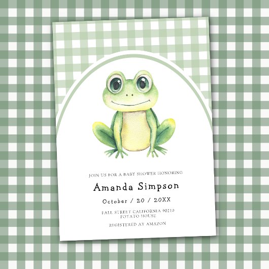 Frog Baby shower Invitation Kaart