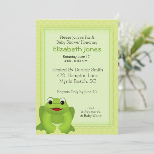 Frog Baby Shower Invitations (Debout devant)