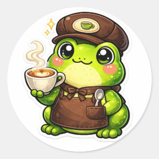 Frog Barista Ronde Sticker
