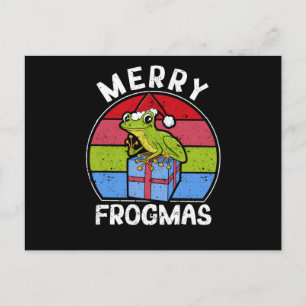 Frog Christmas Pyjamas Santa Hat Briefkaart