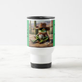 Frog Cowboy met Funny Coffee Gedacht Thermische Mo Reisbeker (Center)