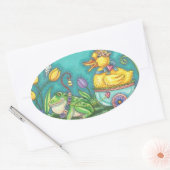 FROG & DUCK PRINCE PRINTEMPS EASTER OEUFS STICKERS (Enveloppe)