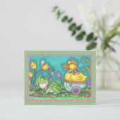 FROG ET DUCK PRINCE. CARTE POSTALE WHIMSICAL EASTE (Debout devant)