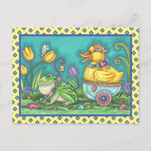 FROG ET DUCK PRINCE. CARTE POSTALE WHIMSICAL EASTE (Devant)