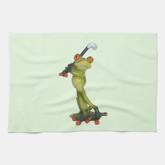 Frog Figurine Golfer sur cuisine & serviette de sp (Horizontal)