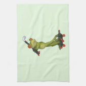 Frog Figurine Golfer sur cuisine & serviette de sp (Vertical)