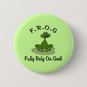 Frog Fully Rust op God Ronde Button 5,7 Cm