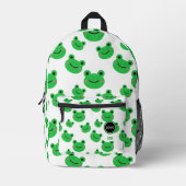 Frog Green Pattern Monogram School Logo Bedrukte Rugzak (Voorkant)