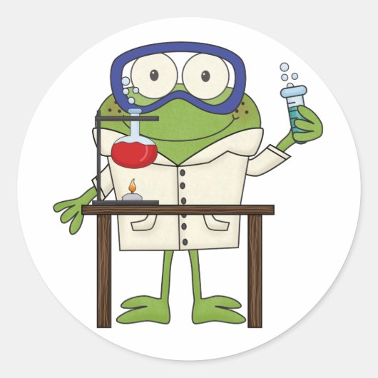 Frog in the Science Lab Ronde Sticker (Voorkant)