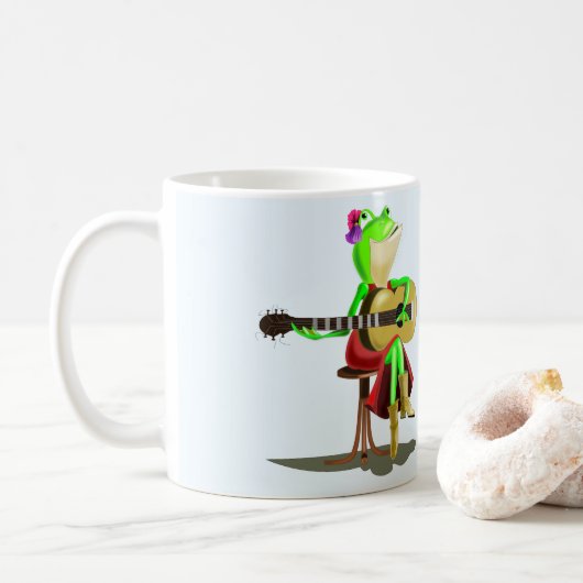 Frog Jouer de la guitare drôle Mug (Avec donut)