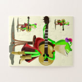 Frog Jouer Guitare Puzzle Cadeau - Amusant (Horizontal)