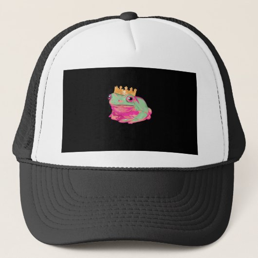 Frog King Funky Meme Classic Style Trucker Pet (Voorkant)