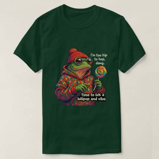Frog licking a lollypop t-shirt (Design voorkant)