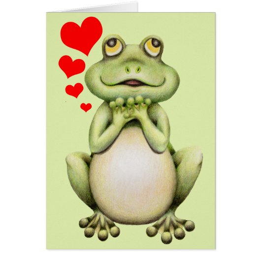 Frog Love Dessin Carte Saint Valentin (Devant)
