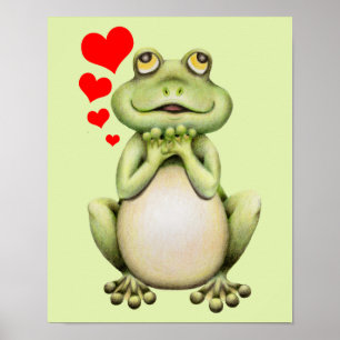 Frog Love Drawing Poster