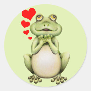 Frog Love Drawing Ronde Sticker