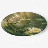 Frog Meditating On a Lily Pad Papieren Bordje (Gekanteld)