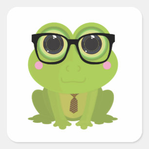 Frog Nerd Vierkante Sticker