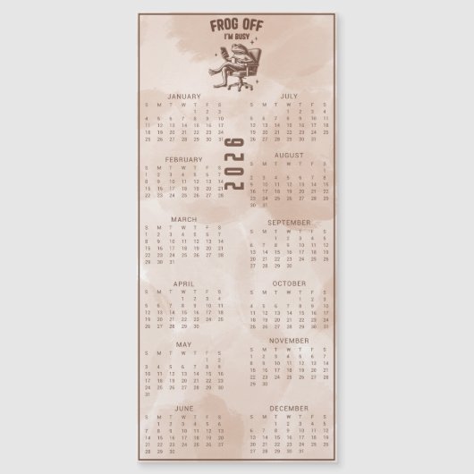 FROG Off I'm Busy 2026 Brown Frog Calendar (Voorkant)