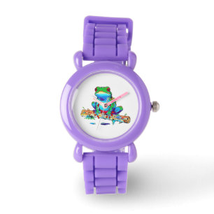 Frog on a Log - Schattigee kleine boomkikker Horloge